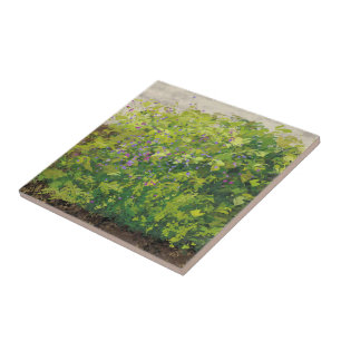 Azulejo De Cerâmica Arte Gráfica de Pintura em Aquarela de Arbusto Flo