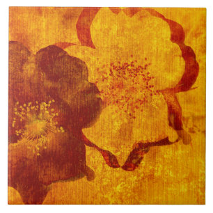 Azulejo De Cerâmica Arte gráfica digital do grunge amarelo vermelho d