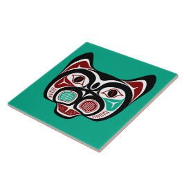 Azulejo De Cerâmica Arte Indígena Americana Vermelho Preto Verde Branc