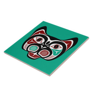 Azulejo De Cerâmica Arte Indígena Americana Vermelho Preto Verde Branc