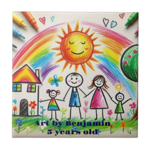 Azulejo De Cerâmica Arte infantil   orgulhoso Desenhos de crianças