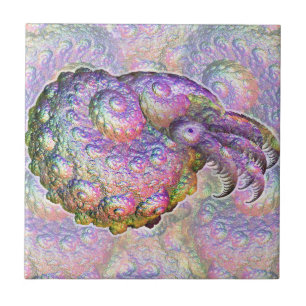 Azulejo De Cerâmica Arte iridescente brilhante do composto do nautilus