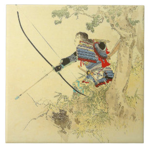 Azulejo De Cerâmica Arte japonesa - um samurai com um Longbow e as
