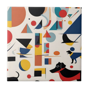 Azulejo De Cerâmica Arte kandinsky e amante de cães /