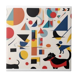 Azulejo De Cerâmica Arte kandinsky e amante de cães /