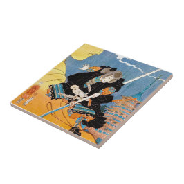 Azulejo De Cerâmica Arte legendária japonesa legal do samurai do
