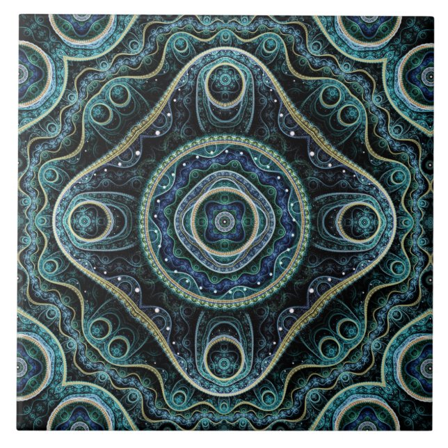 Azulejo De Cerâmica Arte Mística do Grande Real Julian Fractal Mandala (Frente)