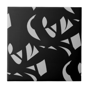 Azulejo De Cerâmica Arte Moderna Incrível Cinza / Preto