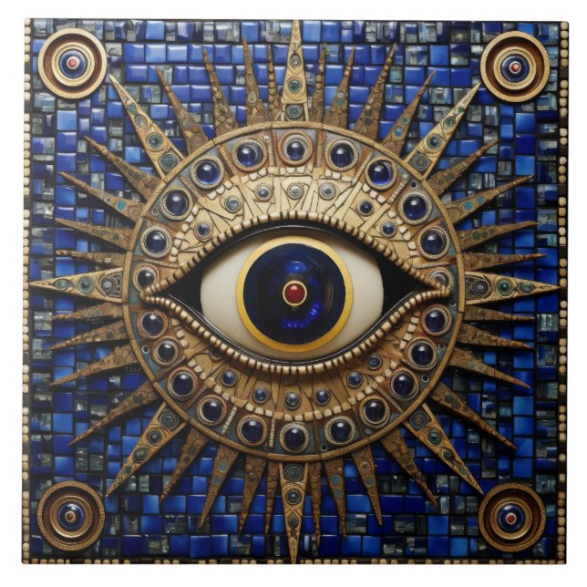 Azulejo De Cerâmica Arte Mosaica Amuleta mau (Frente)
