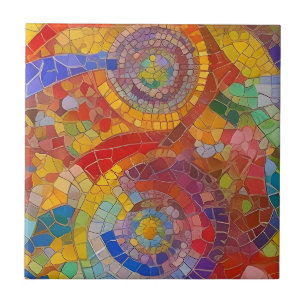 Azulejo De Cerâmica Arte Mosaica Colorida do Arco-Íris Vibrante