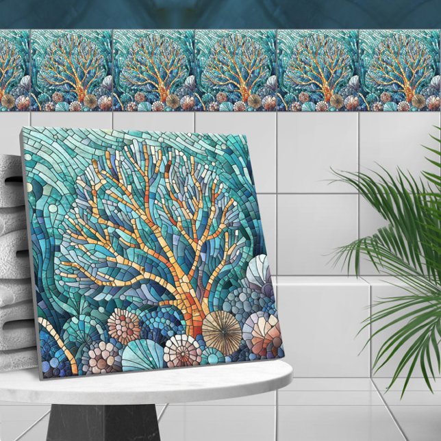 Azulejo De Cerâmica Arte mosaica Coral Reef (Criador carregado)