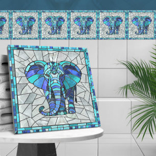 Azulejo De Cerâmica Arte mosaica de Elefante Azul