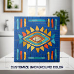 Azulejo De Cerâmica Arte Mosaica Tribal Colorida<br><div class="desc">Arte Mosaica Tribal Colorida Personalize a cor de fundo para ajustado da sua decoração.</div>
