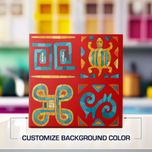 Azulejo De Cerâmica Arte Mosaica Tribal Colorida