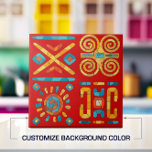 Azulejo De Cerâmica Arte Mosaica Tribal Colorida<br><div class="desc">Arte Mosaica Tribal Colorida Personalize a cor de fundo para ajustado da sua decoração.</div>