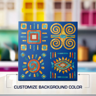 Azulejo De Cerâmica Arte Mosaica Tribal Colorida