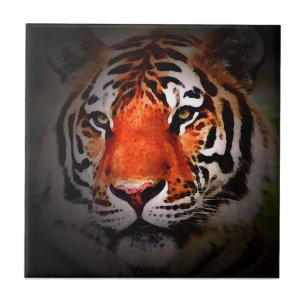 Azulejo De Cerâmica Arte Motivacional de Rosto de Tigre