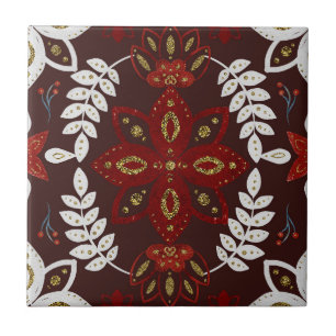Azulejo De Cerâmica Arte Nórdica Vermelha Profunda