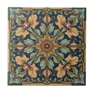 Azulejo De Cerâmica Arte Nova Antiga Artesanato Floral