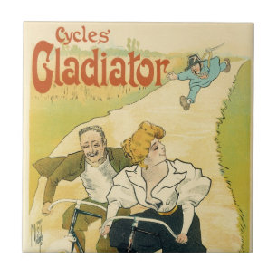 Azulejo De Cerâmica Arte Nova Antiga, Bicicletas Gladiator Cycles