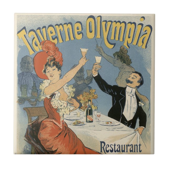 Azulejo De Cerâmica Arte Nova Antiga, Restaurante Taverne Olympia (Frente)