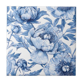 Azulejo De Cerâmica Arte Nova Floral Azul Botânico Flor Banheiro