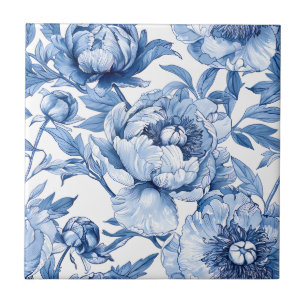 Azulejo De Cerâmica Arte Nova Floral Azul Botânico Flor Banheiro