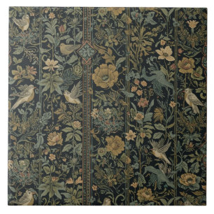 Azulejo De Cerâmica Arte Nova Floral Ornitológico Botânico Vintage Ele