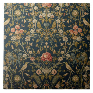 Azulejo De Cerâmica Arte Nova Floral Ornitológico Botânico Vintage Ele