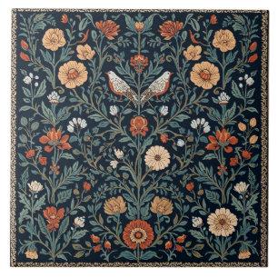 Azulejo De Cerâmica Arte Nova Floral Ornitológico Botânico Vintage Ele