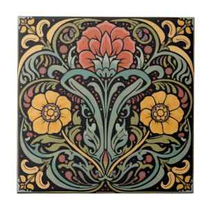 Azulejo De Cerâmica Arte Novo Antiga Decoração Majólica Floral Artesan
