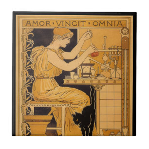 Azulejo De Cerâmica Arte Novo Antiga, O Amor Conquista Tudo Cientista