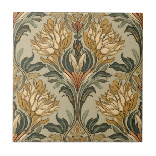 Azulejo De Cerâmica Arte Novo Deco Majólica Floral Artesanal Antiga