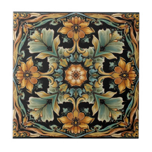Azulejo De Cerâmica Arte Novo Deco Majólica Floral Artesanal Antiga