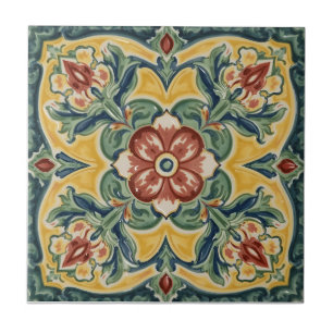Azulejo De Cerâmica Arte Novo Deco Majólica Floral Artesanal Vintage