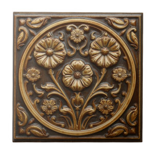 Azulejo De Cerâmica Arte Novo Deco Majólica Floral Artesanal Vintage