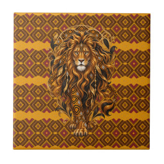 Azulejo De Cerâmica Arte Novo Geométrico do Leão Africano de Luxo