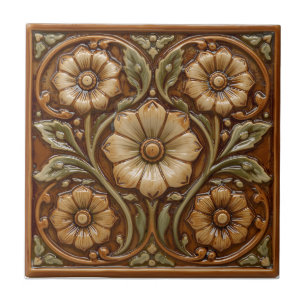 Azulejo De Cerâmica Arte Novo Vintage Decoração Majólica Floral Artesa