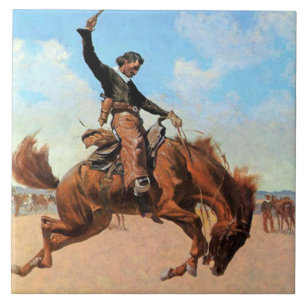 Azulejo De Cerâmica Arte Ocidental de Frederic Remington “Dompador de 