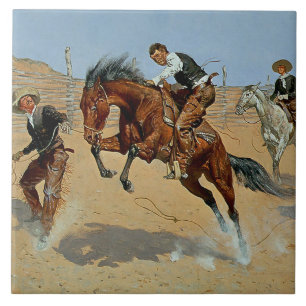 Azulejo De Cerâmica Arte Ocidental de Frederick Remington “Solte-o”