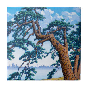Azulejo De Cerâmica Arte oriental legal da árvore de Hasui Kawase do
