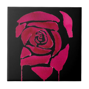 Azulejo De Cerâmica Arte original abstrato rosa de aquarela gótica