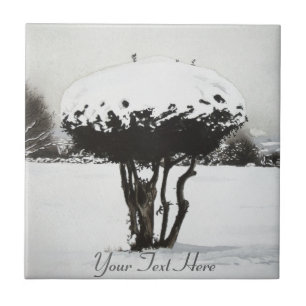 Azulejo De Cerâmica Arte original da cena da neve da paisagem natalina