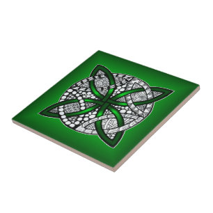 Azulejo De Cerâmica Arte Original do Nó Celular Verde