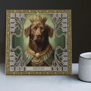 Azulejo De Cerâmica Arte Personalizável do Labrador Real em Art Déco