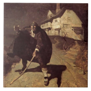 Azulejo De Cerâmica Arte Pirata “Blind Pew” por NC Wyeth