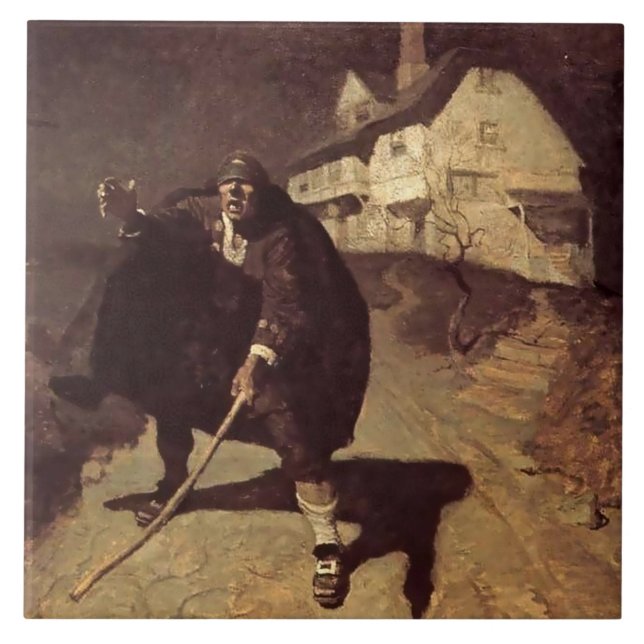 Azulejo De Cerâmica Arte Pirata “Blind Pew” por NC Wyeth (Frente)