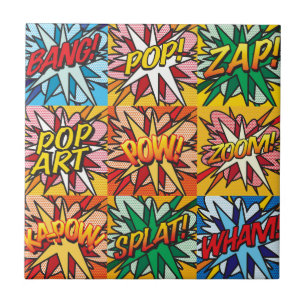 Azulejo De Cerâmica Arte Pop de Quadrinhos Retrô Divertida