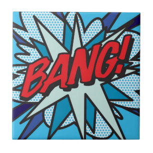 Azulejo De Cerâmica Arte Pop de Quadrinhos Retrô Divertido BANG