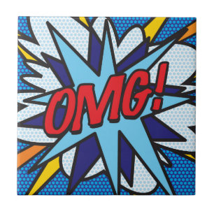 Azulejo De Cerâmica Arte Pop de Quadrinhos Retrô Divertido OMG